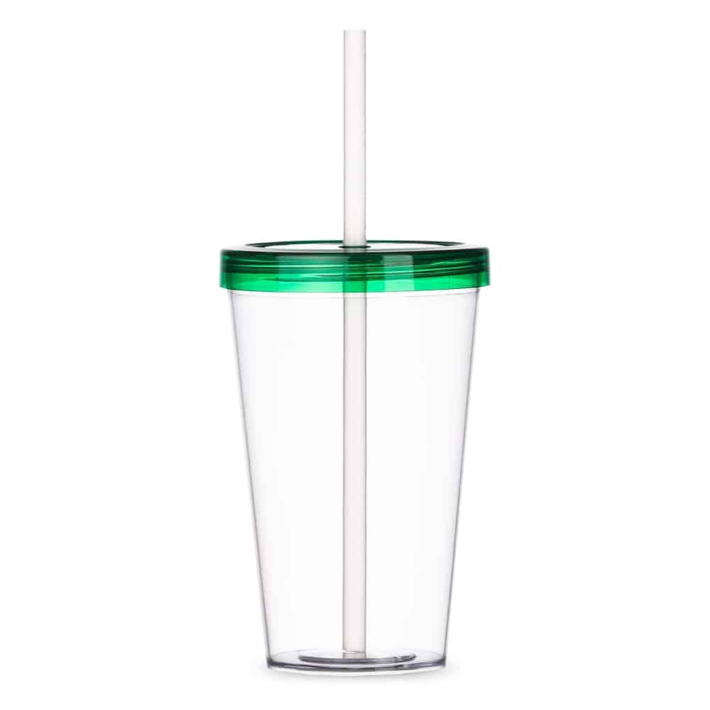 COPO C/ TAMPA E CANUDO SPX-P@14505-TRA/VD NA COR TRANSPARENTE