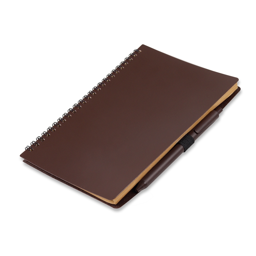CADERNO P/ ANOT. C/ CANETA FIBRA DE CAFE SPX-14694-MAR NA COR MARROM