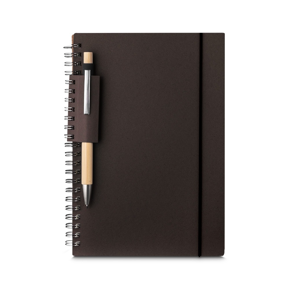 CADERNO A5 PAPEL RECICLADO SPX-15077-MAR NA COR PRETO