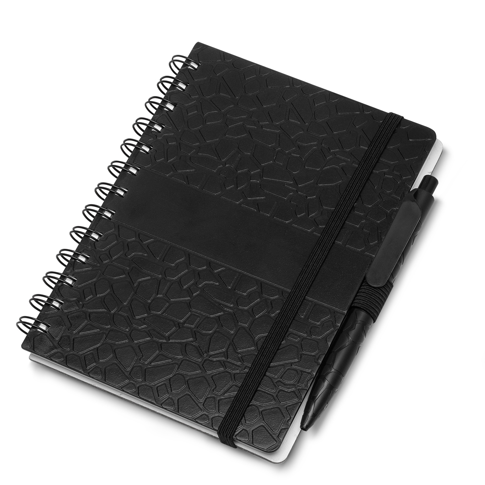 CADERNO PLÁSTICO COM PAUTA SPX-14989-PRE NA COR PRETO
