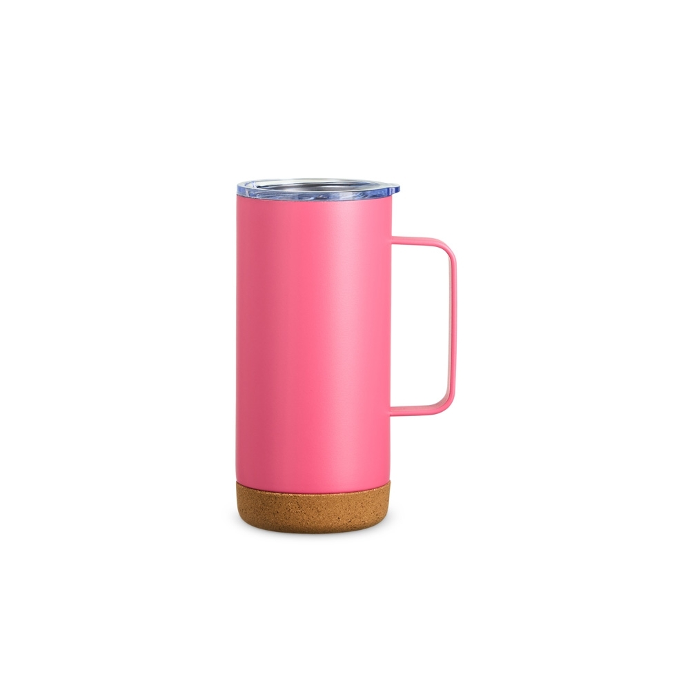 CANECA TÉRMICA COM CORTIÇA DE 500ML SPX-18839-ROS NA COR ROSA