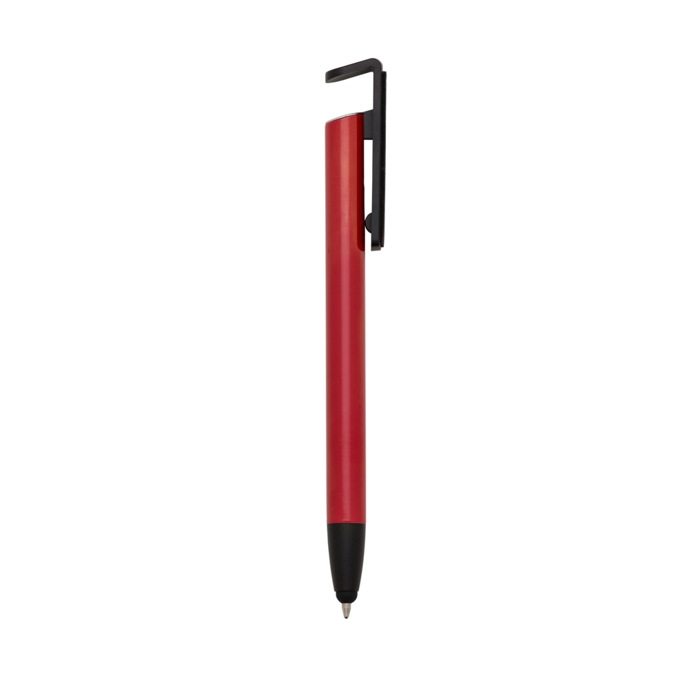 CANETA BASE CELULAR C/ LIMPADOR DE TELA E PORTA TOUCH  SPX-13589-VM/PRE NA COR VERMELHO