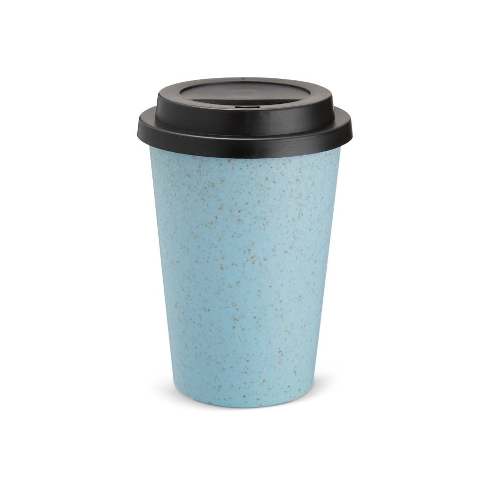 COPO FIBRA DE ARROZ C/ TAMPA 450ML SPX-14916-AZU/PRE NA COR AZUL