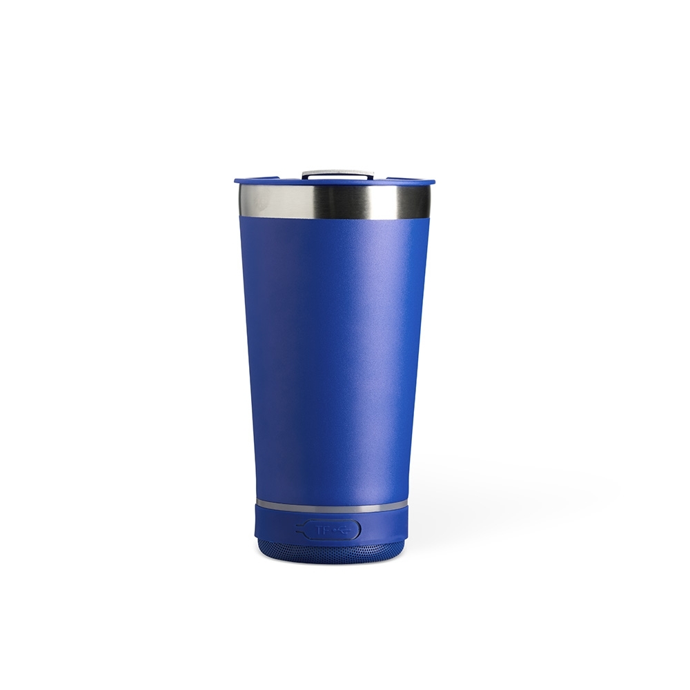 COPO TÉRMICO 400ML C/ CAIXA DE SOM SPX-18749-AZU NA COR AZUL