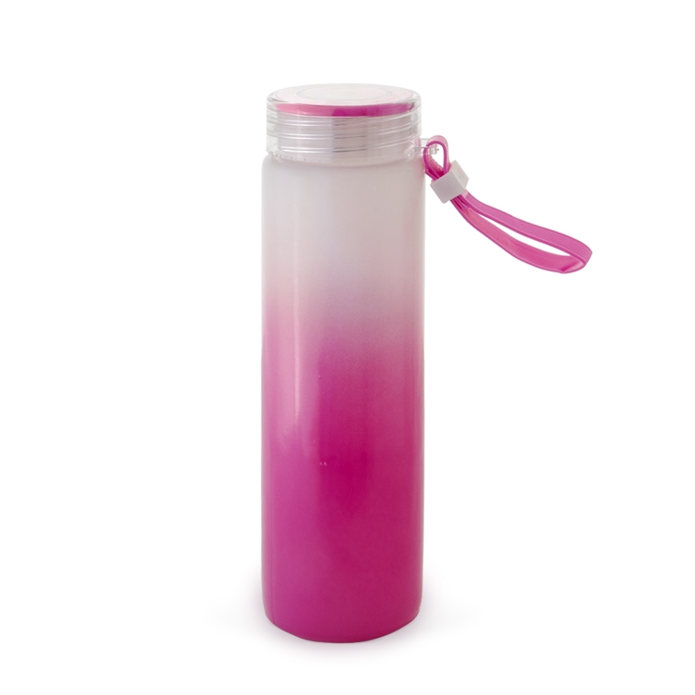 GARRAFA DE VIDRO BICOLOR    (PODEM HAVER RISCOS NA PINTURA E/OU PEQUENAS BOLHAS NO CORPO DA GARRAFA) SPX-O@18765M-ROS NA COR ROSA