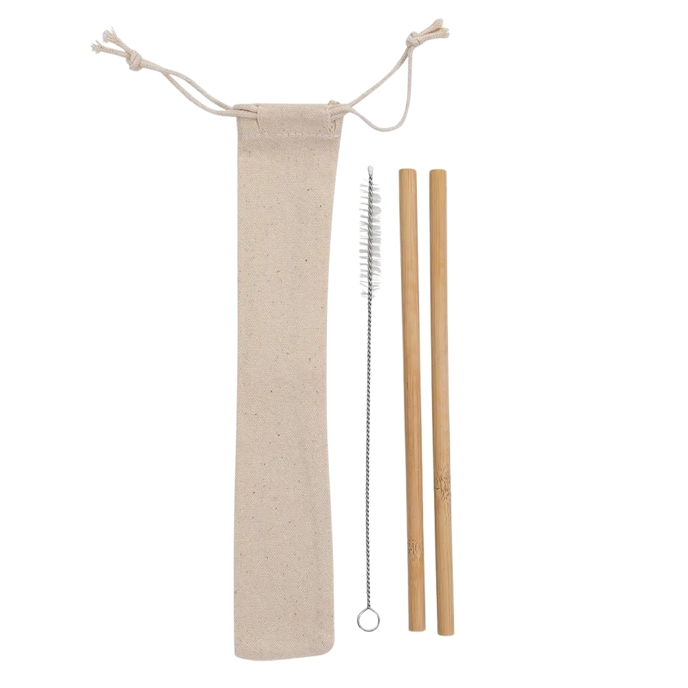 KIT CANUDOS DE BAMBU COM ESCOVA DE LIMPEZA SPX-15227-BMB NA COR BAMBU