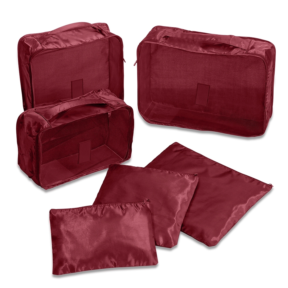 KIT NECESSAIRE 6 PÇS SPX-18538-VIN NA COR VERMELHO