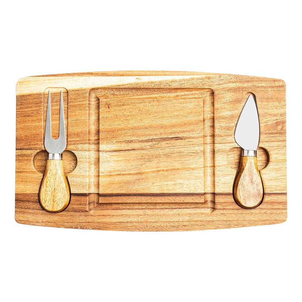 KIT QUEIJO 2 PÇS + TÁBUA QUADRADA SPX-18627-MAD NA COR MADEIRA