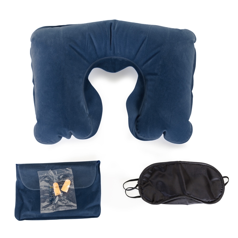KIT TRAVESSEIRO INFLAV TAPA OLHO E PROT AURICULAR  SPX-12480-AZU NA COR AZUL