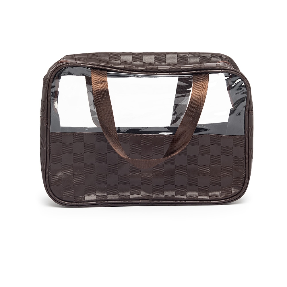 NECESSAIRE PVC IMPERMEÁVEL SPX-P@18813-MAR NA COR MARROM