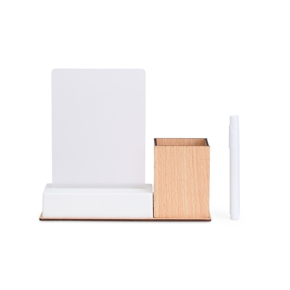 QUADRO DE MENSAGENS LED COM PORTA-CANETA SPX-18931-MAD NA COR MADEIRA