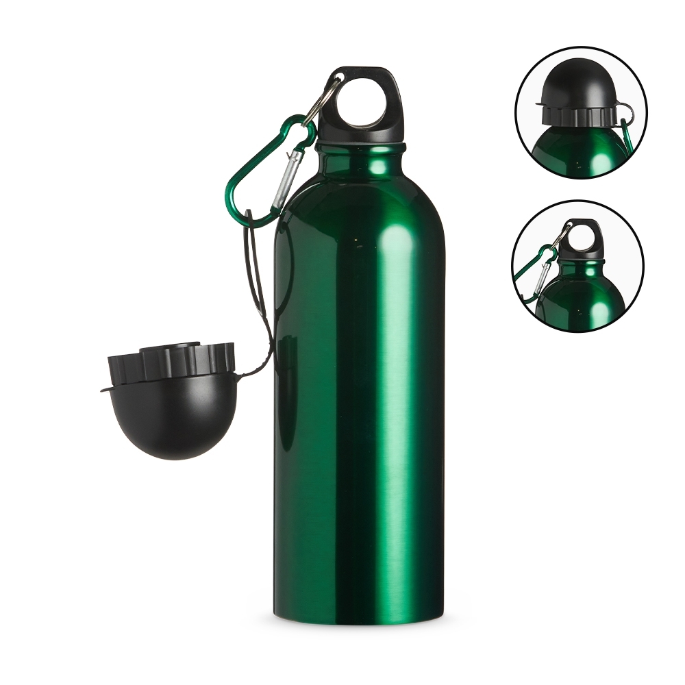SQUEEZE INOX 500ML C/ BICO E MOSQUETÃO SPX-9139I-VD NA COR VERDE
