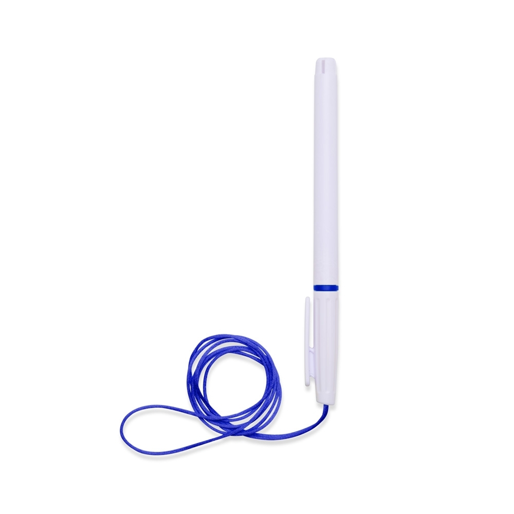 CANETA PLÁSTICA COM CORDÃO SPX-01092-BCO/AZU NA COR BRANCO
