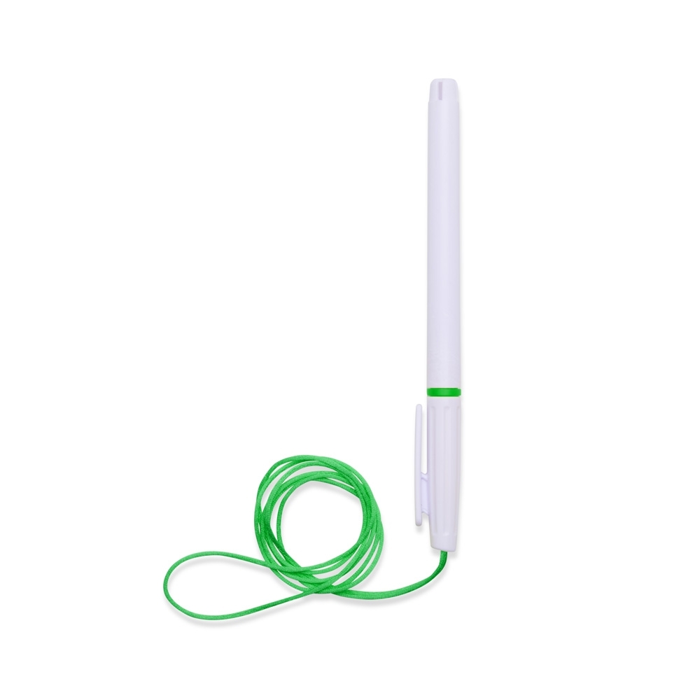 CANETA PLÁSTICA COM CORDÃO SPX-01092-BCO/VD NA COR BRANCO