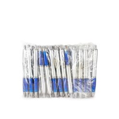 PACOTE C/ 50 PÇS CANETA PLÁSTICA SPX-O@00518-PRA/AZU NA COR PRATA