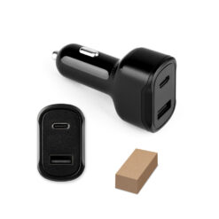 Adaptador de isqueiro com porta USB-A 18W e USB-C 20W em 100% rABS